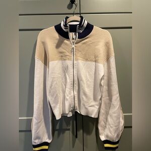 Maeve Zip-Front Colorblock Cardigan Sweater by Anthropologie